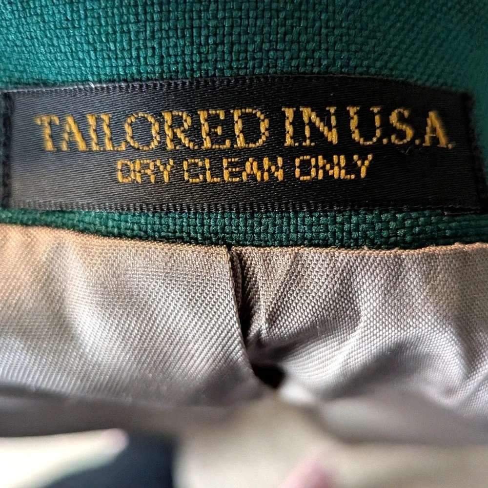 Vintage Green Blazer Wool‎ Tailored USA Structured Coat 39R Dadcore Academia